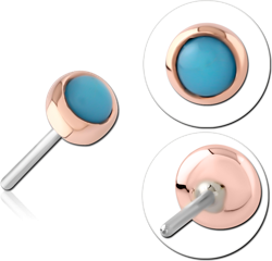 14 KARAT ROSE GOLD SEMI PRECIOUS CABOCHON ATTACHMENT TITANIUM THREADLESS PIN