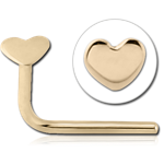 14 Karat Gold Yellow 90 Degree Heart Nose Stud