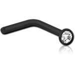 Black PVD Coated Surgical Steel Grade 316L Premium Crystal Jeweled 90 Degree Nose Stud
