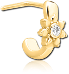 Gold PVD Coated Surgical Steel Grade 316L Straight Jeweled Wrap Around Nose Stud