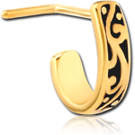 Gold PVD Coated Surgical Steel Grade 316L 90 Degree Wrap Around Nose Stud - Filigree