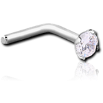 Surgical Steel Grade 316L 90 Degree Prong Set 2.5mm Jeweled Nose Stud