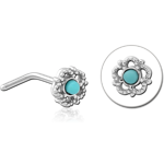 Surgical Steel Grade 316L 90 Degree Jeweled Nose Stud - Flower