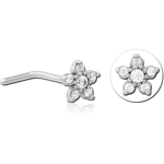 Surgical Steel Grade 316L 90 Degree Jeweled Nose Stud - Flower