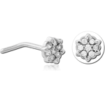 Surgical Steel Grade 316L 90 Degree Jeweled Nose Stud - Flower