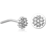 Surgical Steel Grade 316L 90 Degree Jeweled Nose Stud - Flower