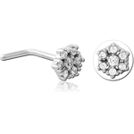 Surgical Steel Grade 316L 90 Degree Jeweled Nose Stud - Flower