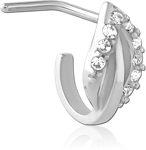 Surgical Steel Grade 316L 90 Degree Jeweled Wrap Around Nose Stud