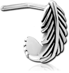 Surgical Steel Grade 316L 90 Degree Wrap Around Nose Stud - Feather