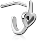 Surgical Steel Grade 316L 90 Degree Wrap Around Nose Stud - Heart