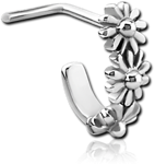 Surgical Steel Grade 316L 90 Degree Wrap Around Nose Stud - Three Flowers