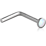 Titanium Alloy Synthetic Opal 90 Degree Nose Stud