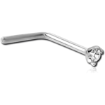 18 Karat Gold White 90 Degree Nose Stud with 1.35mm Prong Set Diamond