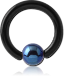 BLACK PVD COATED TITANIUM ALLOY BALL CLOSURE RING WITH ANODISED BALL