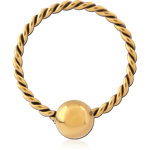 Gold PVD Coated Surgical Steel Grade 316L Fixed Bead Ring