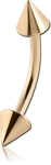 14 Karat Gold Yellow Curved Micro Barbell with Cones
