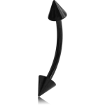 Black PVD Coated Surgical Steel Grade 316L Micro Curved Barbell with Cones