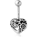 Rhodium Plated Base Metal Navel Banana - Steampunk