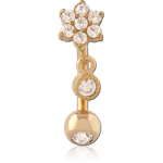 Gold PVD 18K Coated Surgical Steel Grade 316L Jeweled Fancy Curved Micro Barbell