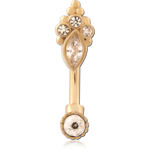 Old PVD 18K Coated Surgical Steel Grade 316L Jeweled Fancy Curved Micro Barbell