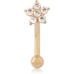 Gold PVD 18K Coated Surgical Steel Grade 316L Jeweled Fancy Curved Micro Barbell