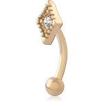 Gold PVD 18K Coated Surgical Steel Grade 316L Jeweled Fancy Curved Micro Barbell