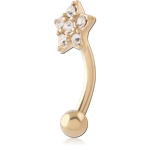 Gold PVD 18K Coated Surgical Steel Grade 316L Jeweled Fancy Curved Micro Barbell