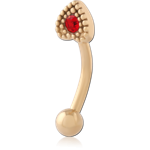 Gold PVD 18K Coated Surgical Steel Grade 316L Jeweled Fancy Curved Micro Barbell