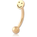 Gold PVD 18K Coatd Surgical Steel Grade 316L Fancy Curved Micro Barbell - Smiley