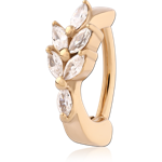 GOLD PVD 18K COATED  SURGICAL STEEL GRADE 316L JEWELED BELLY CLICKER - MARQUISE