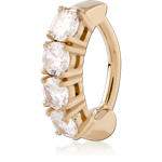 GOLD PVD 18K COATED  SURGICAL STEEL GRADE 316L JEWELED BELLY CLICKER