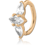 GOLD PVD 18K COATED SURGICAL STEEL GRADE 316L JEWELED  BELLY CLICKER