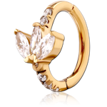 GOLD PVD 18K COATED SURGICAL STEEL GRADE 316L JEWELED  BELLY CLICKER