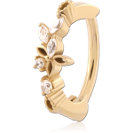 GOLD PVD 18K COATED SURGICAL STEEL GRADE 316L JEWELED BELLY CLICKER