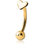 Gold PVD Coated Surgical Steel Grade 316L Heart Fancy Curved Micro Barbell