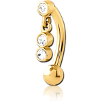 Gold PVD Coated Surgical Steel Grade 316L Jeweled Fancy Curved Micro Barbell
