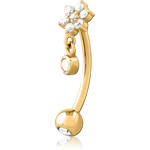Gold PVD Coated Surgical Steel Grade 316L Jeweled Fancy Curved Micro Barbell