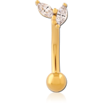 Gold PVD Coated Surgical Steel Grade 316L Jeweled Fancy Curved Micro Barbell