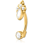 Gold PVD Coated Surgical Steel Grade 316L Jeweled Curved Micro Barbell