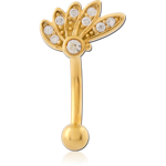 Gold PVD Coated Surgical Steel Grade 316L Jeweled Fancy Curved Micro Barbell