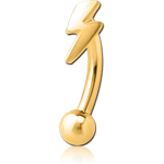 Gold PVD Coated Surgical Steel Grade 316L Fancy Curved Micro Barbell - Lightning