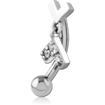 Surgical Steel Grade 316L Jeweled Curved Micro Barbell