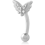 Surgical Steel Grade 316L Jeweled Fancy Curved Micro Barbell