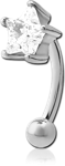 Surgical Steel Grade 316L Jeweled Curved Micro Barbell - Star