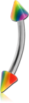 Surgical Steel Grade 316L Micro Curved Barbell with UV Rainbow Cones