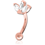 Surgical Steel Grade 316L Jeweled Fancy Curved Micro Barbell - Triple