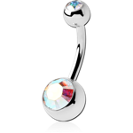 TITANIUM ALLOY DOUBLE PREMIUM CRYSTAL JEWELED NAVEL BANANA