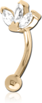 Sterile Zircon Gold PVD Coated Surgical Steel Grade 316L Jeweled Fancy Curved Micro Barbell - Triple