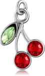 RHODIUM PLATED BASE METAL JEWELED CHERRIES CHARM