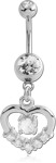 SURGICAL STEEL GRADE 316L DOUBLE JEWELED NAVEL BANANA WITH HEART CHARM